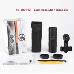 10-300X40 Zoom Monocular Spyglass Telescope