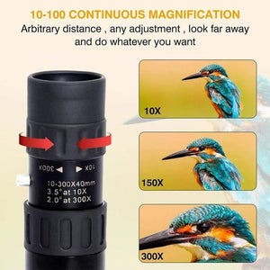 10-300X40 Zoom Monocular Spyglass Telescope