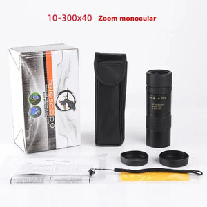 10-300X40 Zoom Monocular Spyglass Telescope