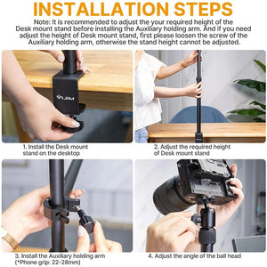 Desk Mount Light Stand with 360° Ballhead