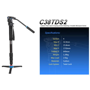 Carbon Fiber Tripod with S2 Head - Benro C38TDS2