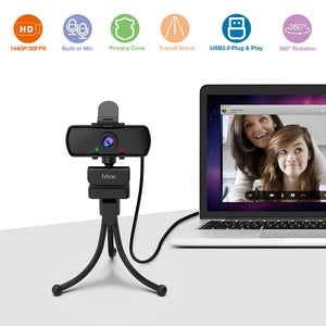 Webcam Microphone & Tripod - 1440p Full HD