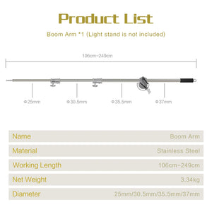 Light Stand 2.9m with Stainless Steel Cross Arm Kit