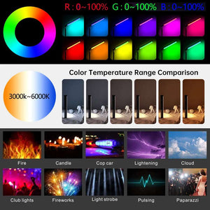 20" RGB LED Video Light Wand - Handheld Photography Stick