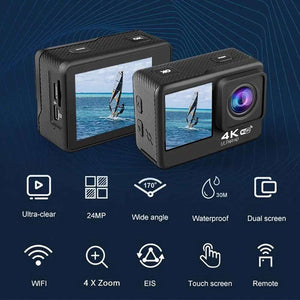 4K Action Camera 60FPS 24MP Touch LCD EIS Dual Screen