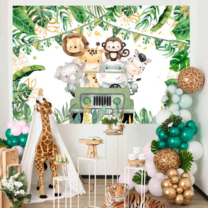 Jungle Animal Safari Party Background Backdrop