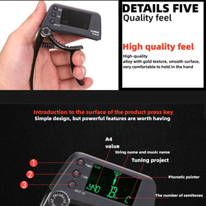 Professional Guitar Tuner Capo 2-in-1 LED Display