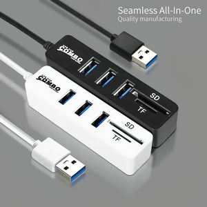 Card Reader Adapter USB Hub Combo 3-Port Splitter & SD TF