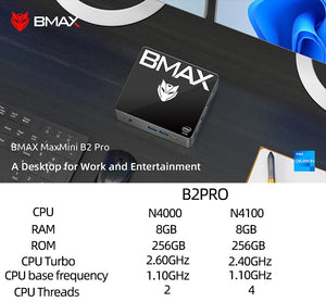 BMAX B2 Pro Mini PC Windows 11 PRO 8GB 256GB SSD