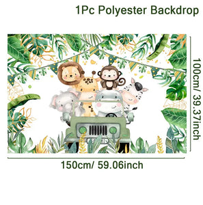 Jungle Animal Safari Party Background Backdrop