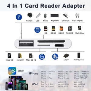 4 in 1 USB Card Reader for iPhone | Rubyframe