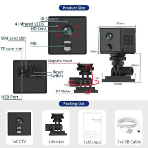 5MP 4G SIM Card Mini Camera with Human Detection