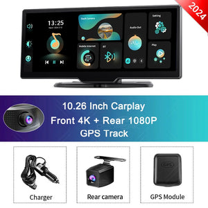 K2 10.26" Dash Cam 4K Rearview Camera Carplay & Android Auto