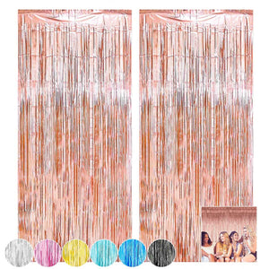 2Pcs 2m Tinsel Curtain Party Background Decor