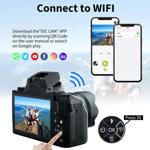 16X Zoom 64MP DSLR HD WIFI Camera - 4K Digital Touchscreen