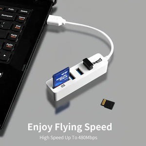 Card Reader Adapter USB Hub Combo 3-Port Splitter & SD TF