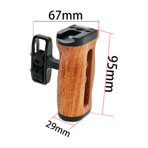 Universal Camera Cage Side Handle Wooden Grip Cold Shoe Mount