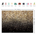 Load image into Gallery viewer, Black Gold Birthday Backdrop with Glitter Bokeh
