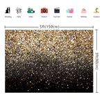 Load image into Gallery viewer, Black Gold Birthday Backdrop with Glitter Bokeh
