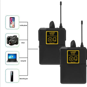 Wireless Lavalier Microphone - 30 Channels, 50m Range