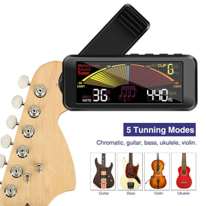 3-in-1 Clip-on Tuner Metronome - Rechargeable