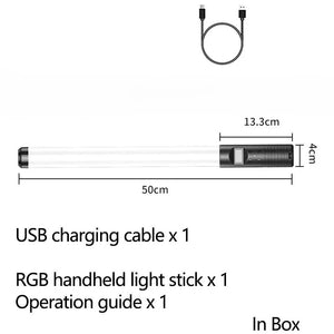 20" RGB LED Video Light Wand - Handheld Photography Stick