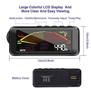 3-in-1 Clip-on Tuner Metronome - Rechargeable