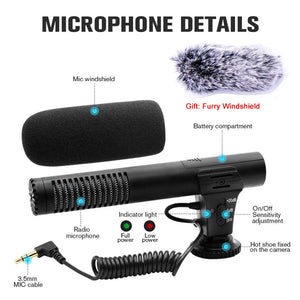 Video Recording Microphone for SLR Cameras 3.5mm