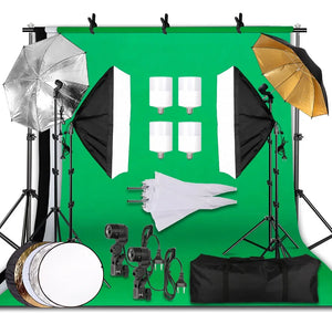 Photography Studio Softbox Lighting Kit with Background Frame