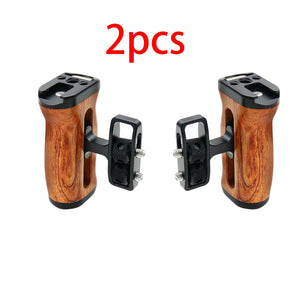 Universal Camera Cage Side Handle Wooden Grip Cold Shoe Mount