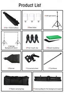 Photography Studio Softbox Lighting Kit with Background Frame