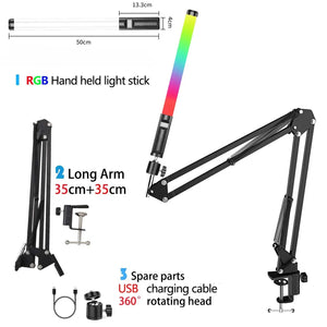 20" RGB LED Video Light Wand - Handheld Photography Stick